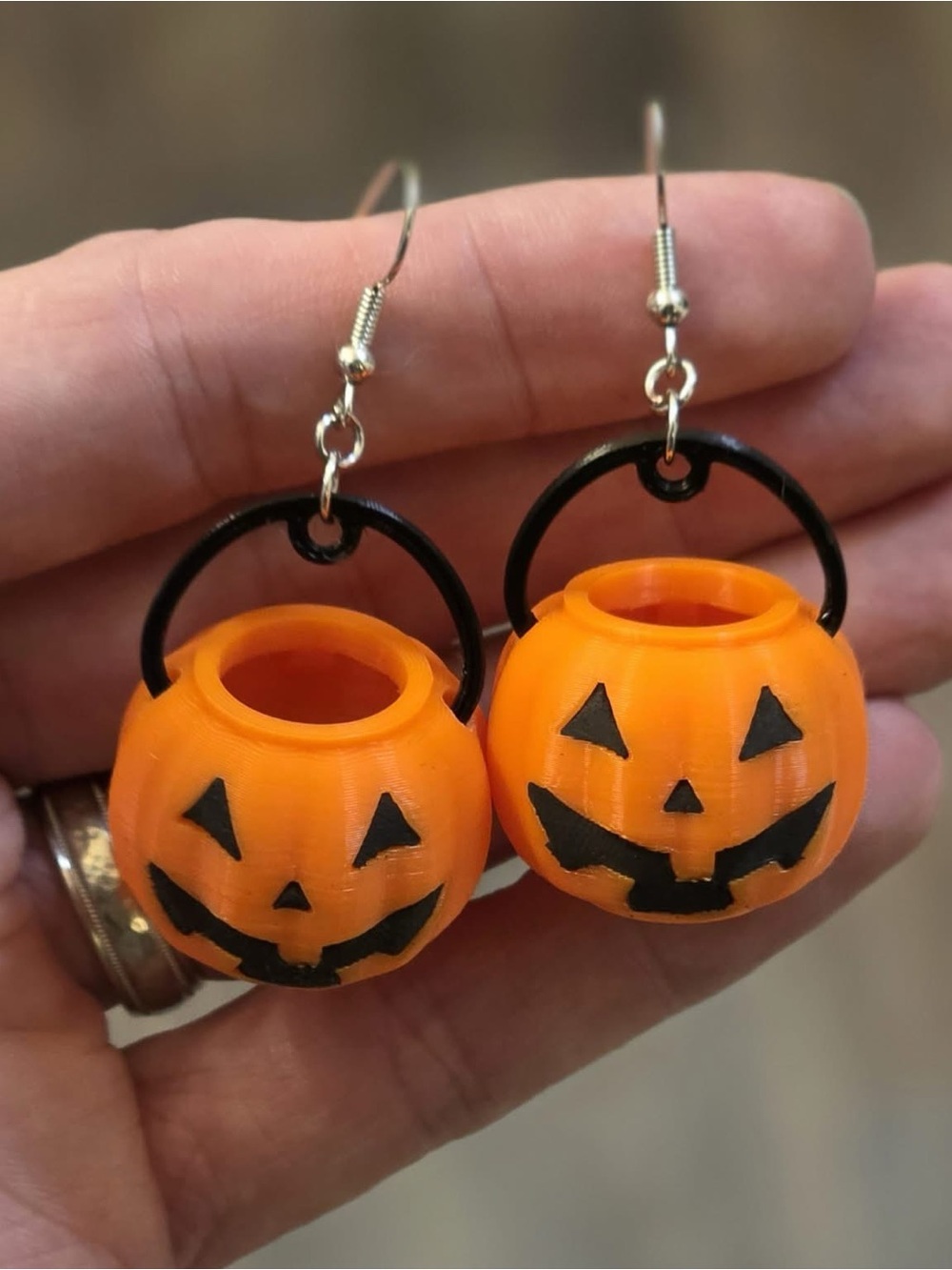 Pumpkin pail earrings NEW Handmade